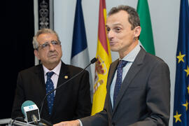 Pedro Duque en rueda de prensa. Edificio del Rectorado. Junio de 2018