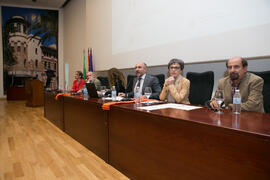 Mesa presidencial en la graduación de Alumnos de Másters de la Facultad de Ciencias Económicas y Empresariales de la Universidad de Málaga. Paraninfo. Mayo de 2017