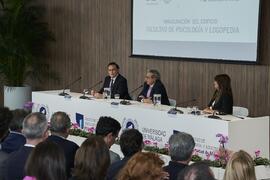 José Carlos Gómez Villamandos, José Ángel Narváez y María Isabel Hombrados. Inauguración la nueva Facultad de Psicología y Logopedia de la Universidad de Málaga. Campus de Teatinos. Octubre de 2022