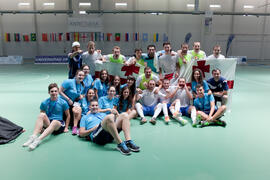 Jugadores de Georgia y voluntarios. Partido Georgia contra China. 14º Campeonato del Mundo Universitario de Fútbol Sala 2014 (FUTSAL). Antequera. Julio de 2014