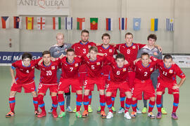 Jugadores de República Checa. Partido República Checa contra Israel. 14º Campeonato del Mundo Universitario de Fútbol Sala 2014 (FUTSAL). Antequera. Julio de 2014