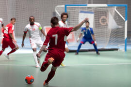 Partido Omán contra Bielorrusia. 14º Campeonato del Mundo Universitario de Fútbol Sala 2014 (FUTSAL). Antequera. Julio de 2014