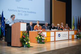 Juan Antonio García Galindo en la Apertura del Curso Académico 2016/2017 de la Universidad de Málaga. Salón de actos de la Escuela de Ingenierías Industriales. Septiembre de 2016