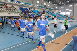 Salto a pista de los equipos. Partido Alemania contra Brasil. 14º Campeonato del Mundo Universitario de Fútbol Sala 2014 (FUTSAL). Antequera. Julio de 2014
