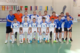 Jugadores de Eslovaquia. Partido Eslovaquia contra República Checa. 14º Campeonato del Mundo Universitario de Fútbol Sala 2014 (FUTSAL). Antequera. Julio de 2014