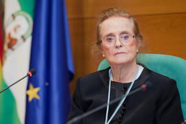 María Victoria Atencia en su homenaje. Edificio del Rectorado. Diciembre de 2014