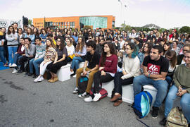 Asistentes al taller literario con Rayden. II Día del Estudiante. Campus de Teatinos. Octubre de 2018