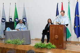 Antonio Soler en su investidura como Doctor "Honoris Causa" por la Facultad de Filosofía y Letras de la Universidad de Málaga. Paraninfo. Junio de 2016
