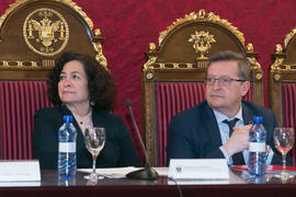 Pilar Aranda Ramírez y Miguel Olmedo Cardenete. Homenaje a Matías Cortés. Facultad de Derecho de la Universidad de Granada. Mayo de 2018