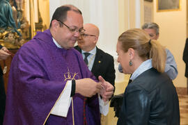 Entrega de medallas de la Cofradía de los Estudiantes. Misa de Lunes Santo. Iglesia de San Agustín. Abril de 2019