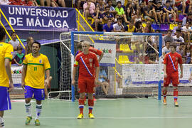 Partido Rusia contra Brasil. 14º Campeonato del Mundo Universitario de Fútbol Sala 2014 (FUTSAL). Antequera. Julio de 2014