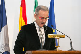 Miguel Porras Fernández en la investidura de nuevos doctores por la Universidad de Málaga. Paraninfo. Marzo de 2016