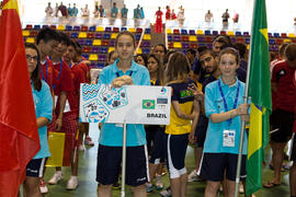 Equipo de Brasil. Inauguración del 14º Campeonato del Mundo Universitario de Fútbol Sala 2014 (FUTSAL). Antequera. Julio de 2014