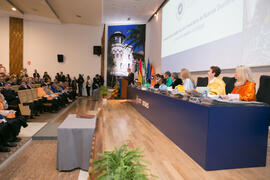 Mesa presidencial de la investidura de nuevos doctores por la Universidad de Málaga. Paraninfo. Marzo de 2017
