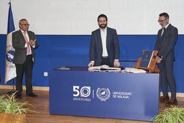 Toma de posesión de Daniel Navas Carrillo como profesor titular del Área de Urbanística y Ordenación del Territorio de la Universidad de Málaga. Toma de posesión de nuevos catedráticos y profesores titulares de la Universidad de Málaga. Paraninfo. Noviembre de 2023
