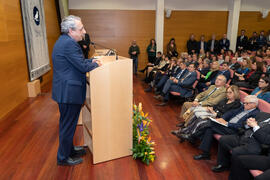 Intervención de José Ángel Narváez en la toma de posesión del nuevo Consejo de Dirección de la Universidad de Málaga. Edificio del Rectorado.  Febrero de 2020