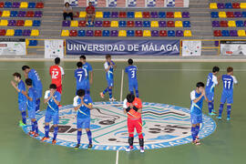 Saludo final. Partido Tailandia contra República Checa. 14º Campeonato del Mundo Universitario de Fútbol Sala 2014 (FUTSAL). Antequera. Julio de 2014