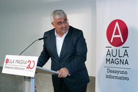 Antonio Ramírez de Arellano. Desayuno Informativo de Aula Magna con motivo de su XX Aniversario. Consejo de Estudios Sociales y Comercio de la Universidad de Málaga. Mayo de 2018