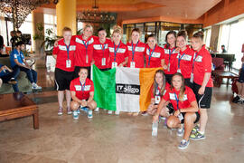 Equipo IT Sligo de Irlanda. Momentos previos a la ceremonia de apertura del IX Campeonato de Europa Universitario de Fútbol Sala. Antequera. Julio de 2013