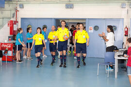 Salto a pista de los equipos. Partido España contra Portugal. 14º Campeonato del Mundo Universitario de Fútbol Sala 2014 (FUTSAL). Antequera. Julio de 2014