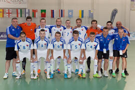 Jugadores de Eslovaquia. Partido Eslovaquia contra República Checa. 14º Campeonato del Mundo Universitario de Fútbol Sala 2014 (FUTSAL). Antequera. Julio de 2014