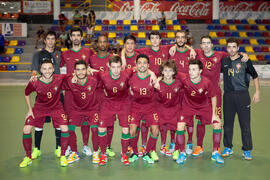 Jugadores de Portugal. Partido Portugal contra Georgia. 14º Campeonato del Mundo Universitario de Fútbol Sala 2014 (FUTSAL). Antequera. Julio de 2014