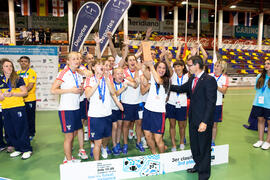 Medalla de bronce para Rusia. Acto de clausura y entrega de medallas. 14º Campeonato del Mundo Universitario de Fútbol Sala 2014 (FUTSAL). Antequera. Julio de 2014