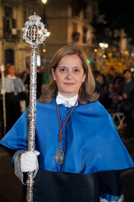 Representante de la Universidad de Málaga en el desfile procesional de la Hermandad de los Estudiantes. Málaga. Abril de 2014