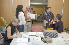 Oficina de la organización. 2º Congreso Internacional de Actividad Físico-Deportiva para Mayores de la Universidad de Málaga. Palacio de Ferias y Congresos de Málaga. Marzo de 2007