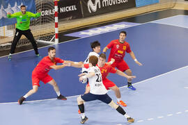 Partido Rumanía - Corea. Categoría masculina. Campeonato del Mundo Universitario de Balonmano. Antequera. Junio de 2016