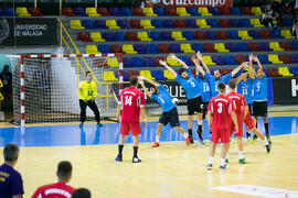 Partido Universidad del Miño - Universidad de Split. Categoría masculina. Campeonato Europeo Universitario de Balonmano. Antequera. Julio de 2017