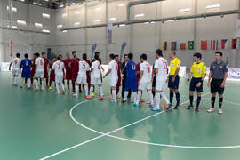 Saludo inicial. Partido Portugal contra Irán. 14º Campeonato del Mundo Universitario de Fútbol Sala 2014 (FUTSAL). Antequera. Julio de 2014