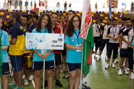 Equipo de Bielorrusia. Inauguración del 14º Campeonato del Mundo Universitario de Fútbol Sala 2014 (FUTSAL). Antequera. Julio de 2014