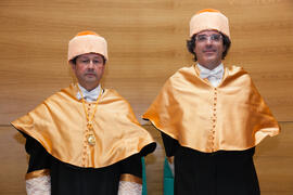 Enrique Navarro Jurado y Manuel Molina Lozano en su investidura como Doctor "Honoris Causa" por la Facultad de Turismo de la Universidad de Málaga. Rectorado. Abril 2016