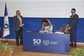 Toma de posesión de María Altamirano Jeschke como catedrática del Área de Botánica de la Universidad de Málaga. Toma de posesión de nuevos catedráticos y profesores titulares de la Universidad de Málaga. Paraninfo. Noviembre de 2023