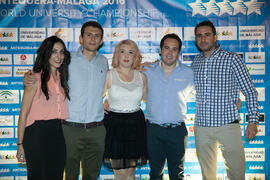 Foto de grupo previa a la cena de gala con motivo del Campeonato del Mundo Universitario de Balonmano. Antequera. Junio de 2016