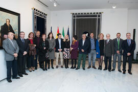 Foto de grupo tras la toma de Posesión de Tecla Lumbreras como nueva Vicerrectora de Cultura y Deportes. Edificio del Rectorado.  Febrero de 2016
