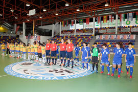 Jugadoras de Brasil y China Taipéi. Partido Brasil contra China Taipéi. 14º Campeonato del Mundo Universitario de Fútbol Sala 2014 (FUTSAL). Antequera. Julio de 2014