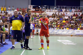 Partido Rusia contra Brasil. 14º Campeonato del Mundo Universitario de Fútbol Sala 2014 (FUTSAL). Antequera. Julio de 2014