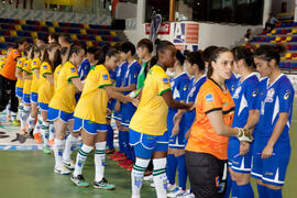 Saludo inicial. Partido Brasil contra China Taipéi. 14º Campeonato del Mundo Universitario de Fútbol Sala 2014 (FUTSAL). Antequera. Julio de 2014