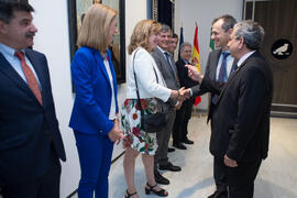 Pedro Duque saluda al equipo de gobierno de la Universidad de Málaga. Edificio del Rectorado. Junio de 2018