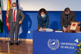 Toma de posesión de María Marcos Cobaleda como nueva profesora titular del Área de Historia del Arte de la Universidad de Málaga. Paraninfo. Diciembre de 2021