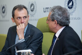 José Ángel Narváez y Pedro Duque. Consejo de Gobierno extraordinario de la Universidad de Málaga. Edificio del Rectorado. Junio de 2018