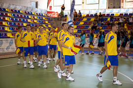 Equipo de Ucrania. Inauguración del 14º Campeonato del Mundo Universitario de Fútbol Sala 2014 (FUTSAL). Antequera. Julio de 2014