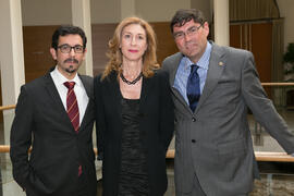 Francisco Javier Cañete, María Chantal Pérez y José Jiménez Jiménez tras la toma de posesión de los directores de Secretariado y nuevos cargos de la Universidad de Málaga. Edificio del Rectorado.  Marzo de 2016