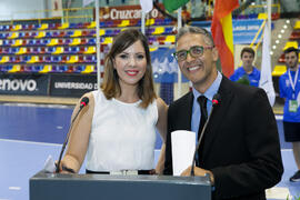 Presentadores de la ceremonia de apertura del Campeonato del Mundo Universitario de Balonmano. Antequera. Junio de 2016
