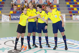 Árbitros del partido Tailandia contra España. 14º Campeonato del Mundo Universitario de Fútbol Sala 2014 (FUTSAL). Antequera. Julio de 2014