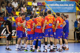 Partido España - Japón. Categoría masculina. Campeonato del Mundo Universitario de Balonmano. Antequera. Junio de 2016