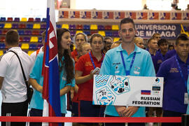 Equipo de Rusia. Inauguración del 14º Campeonato del Mundo Universitario de Fútbol Sala 2014 (FUTSAL). Antequera. Julio de 2014