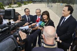 Isabel Hombrados atiende a los medios. Inauguración la nueva Facultad de Psicología y Logopedia de la Universidad de Málaga. Campus de Teatinos. Octubre de 2022